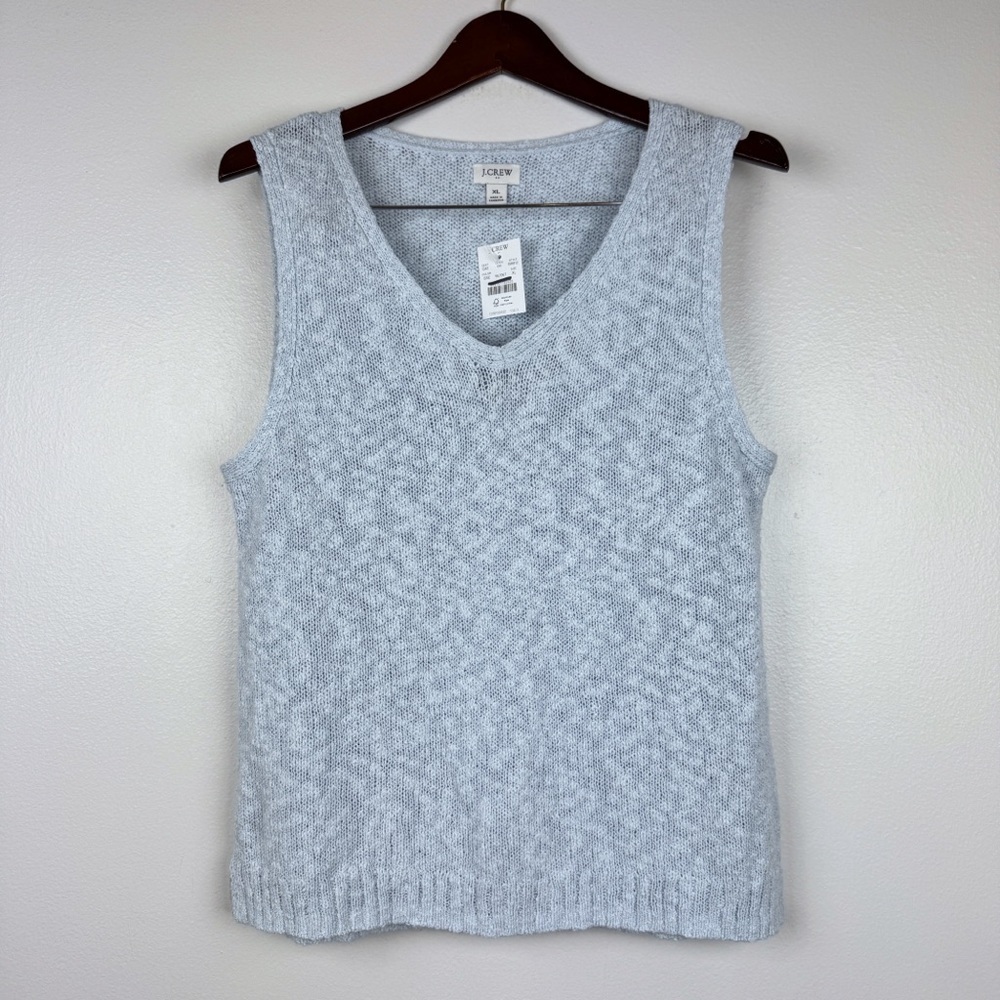 J. Crew V-Neck Beach Sleeveless Knit Sweater Tank Light Blue Size XL NWT